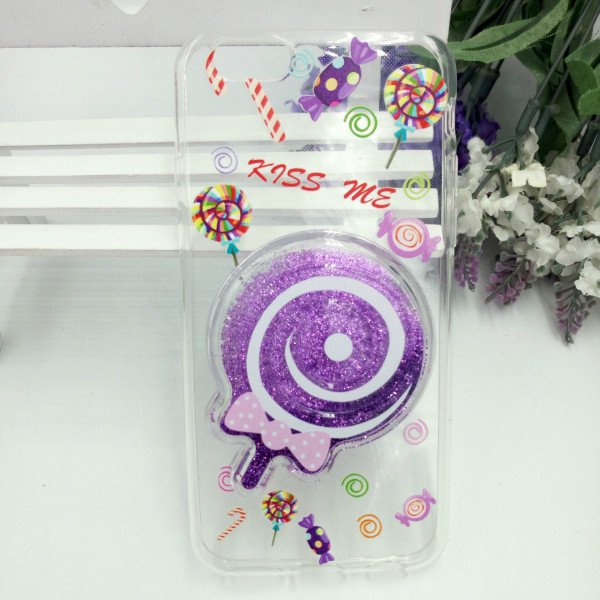 Wholesale iPhone 7 Lollipop Candy Style Liquid Star Dust Case (Purple)